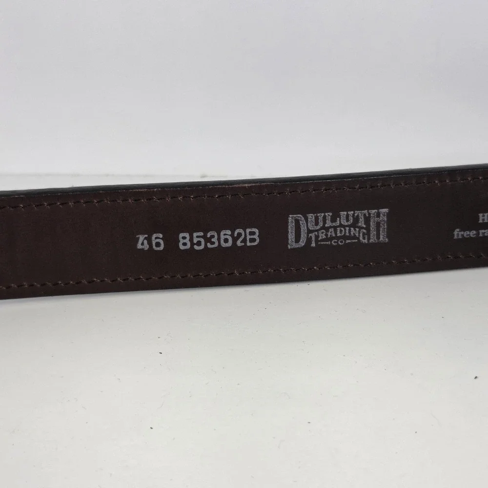 Duluth Trading Co Belt Mens 46 Brown Full Grain Leather Work Buckle Made In USA